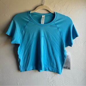 Lululemon‎ Swiftly Tech Cropped Short-Sleeve Shirt 2.0 in Kayak Blue Sz 10